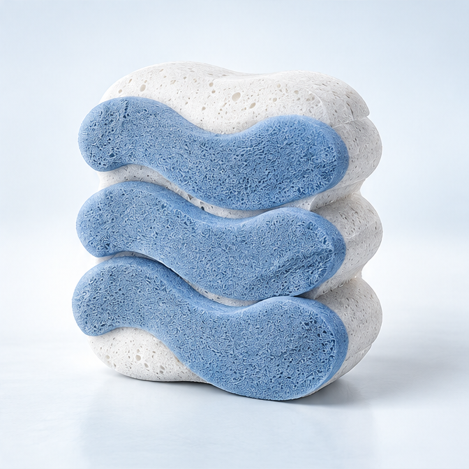 Ripple Dual-Sided Cleaning Sponge 3-Pack - White Background