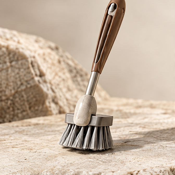 Wheat Straw Long Handle Round Scrub Brush - Product Shot