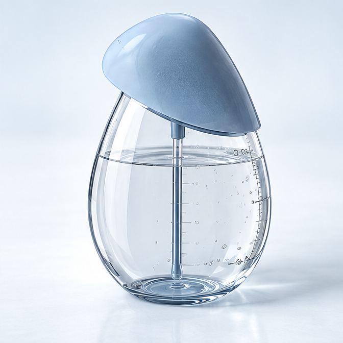 Egg-Shaped Clear Measuring Cup with Scale - White Background