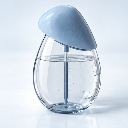 Egg-Shaped Clear Measuring Cup with Scale - White Background