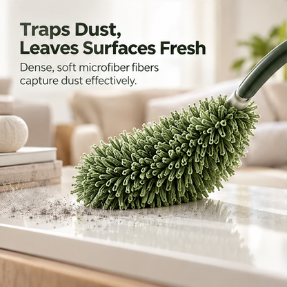 Traps Dust Leaves Surfaces Fresh - Dense soft microfiber fibers capture dust effectively