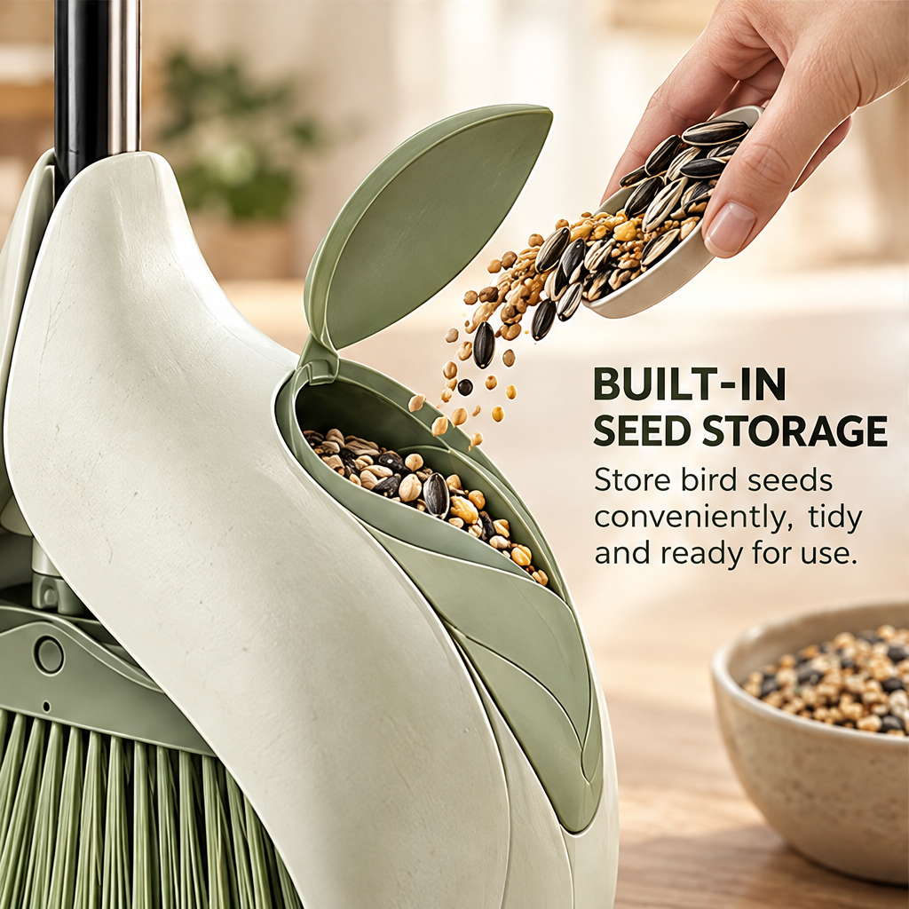 Built-in Seed Storage - Store bird seeds conveniently tidy and ready for use